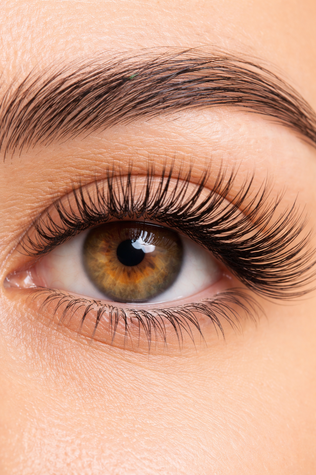 Editorial close-up of Signature Wispy Couture lash extensions